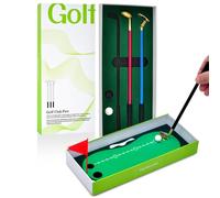 Golf Pen Desk Game - Writing Toy | Mini Green Golf Table with Putting Game, for Work Study Home Office School Birthday Men Women Dad Boyfriend