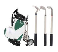 Golf Pen Set Desktop Mini Golf Bag 3 Ballpoint Pens with Red Blue Black Ink Zinc Alloy PU Leather Golf Gift for Office Desk Decoration (Green White)