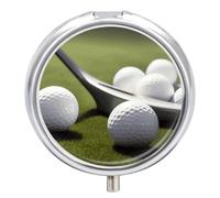 Golf Pill Box Round Portable Small Pill Case Waterproof Travel Pill Box Organizer for Pocket Purse and Daily Convenience