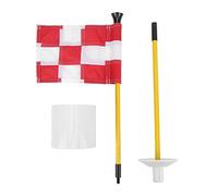 Golf Pin Flag Hole Cup Set, Portable Putting Green Flagstick with Detachable 2 Section Design, Mini Golf Yard Practice Supplies for Backyard Training, Includes ABS Plastic Cup and (White Red Grid)
