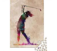 Golf Player Adult Jigsaw Puzzle, 1000 Pieces, 38x26cm/1000pcs; Low-dust White Pieces for Sorting; for Relaxed Evenings at The Table
