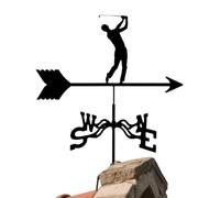 Golf Player Black - Living Room Garden Decoration Rust Sculpture | Golf Theme Garden Windmill | Weather Widths for Roofs | Direction Indicator | Metal Spinner Rustproof Roof Mount for Porch Farm