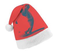 Golf Player Santa Hat Christmas Holiday Party Headwear for Adults Soft Velvet Festive Costume Accessory Adult