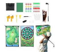Golf Playing Mat Chipping Golf Game with Chip and Stick - Multi-purpose Double-Sided Training Mat | Complete Kit with Darts and Sticks for Playing