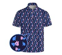 Golf Polo Shirts for Men Funny Print Quick Dry Short Sleeve Performance Golf Shirts Moisture Wicking Polo Shirts, Funny-blue Pink, XL
