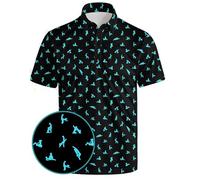 Golf Polo Shirts for Men Funny Print Quick Dry Short Sleeve Performance Golf Shirts Moisture Wicking Polo Shirts, Blue-Funny, XXXXL