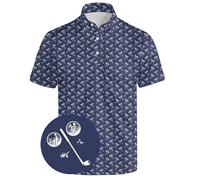 Golf Polo Shirts for Men Funny Print Quick Dry Short Sleeve Performance Golf Shirts Moisture Wicking Polo Shirts, Navy Fuuny Golf, 3XL