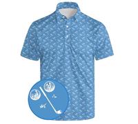 Golf Polo Shirts for Men Funny Print Quick Dry Short Sleeve Performance Golf Shirts Moisture Wicking Polo Shirts, Blue Fuuny Golf, XXXXL