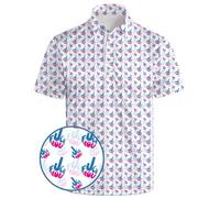 Golf Polo Shirts for Men Funny Print Quick Dry Short Sleeve Performance Golf Shirts Moisture Wicking Polo Shirts, Funny Words Blue Pink, Large