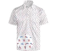 Golf Polo Shirts for Men Funny Print Short Sleeve Golf Shirts Performance Golf Polos, American Flag Patriotic, Medium