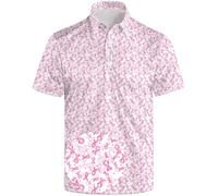 Golf Polo Shirts for Men Funny Print Short Sleeve Golf Shirts Performance Golf Polos, Breast Cancer Awareness, Medium