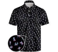 Golf Polo Shirts for Men Funny Print Short Sleeve Golf Shirts Performance Golf Polos, Funny Pose Black, XL
