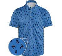 Golf Polo Shirts for Men Funny Print Short Sleeve Golf Shirts Performance Golf Polos, Funny Pose Blue, XXXXL
