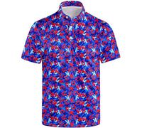 Golf Polo Shirts for Men Funny Print Short Sleeve Golf Shirts Performance Golf Polos, Funny Words Blue, XXL