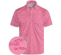 Golf Polo Shirts for Men Funny Print Short Sleeve Golf Shirts Performance Golf Polos, Funny Words Pink, Large