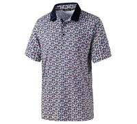 Golf Polo Shirts for Men Performance Print Dry Fit Moisture Wicking Short Sleeve Mens Golf Shirts, Orange Triangle, Large