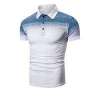 Golf Polo Shirts for Men Shortsleeves Polka Dot Shirt 3 Button Turn Down Shiteshirts Solid Color Comfort Tshirts Regular Fit Workwear Breathable Lightweight Blouses for Outdoor S-3Xl White