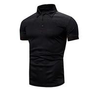 Golf Polo Shirts for Men Shortsleeves Polka Dot Shirt 3 Button Turn Down Shiteshirts Solid Color Comfort Tshirts Regular Fit Workwear Breathable Lightweight Blouses for Outdoor S-3Xl Black