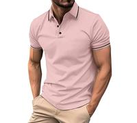 Golf Polo Shirts for Men Summer Short Sleeve Casual Button Down Lapel Golf Tees Solid Color Pirinted Collar Sport Running Tshirt Lightweight Comfy Daily Classic Basic Breathable Gym Tshirts Red