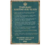 Golf Poster Temporary Wartime Rules New And Interesting Vintage Metal Tin Sign Men's Cave Ladies' Home Decor Plaque Tinplate Painting 8x6 Inch