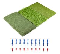 Golf Practice Mat, 76x38 cm, 3-in-1 Foldable Tri-Turf with Tight Lie, Rough and Fairway Surface for Training