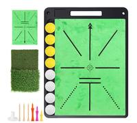 Golf Practice Mat, Golf Hitting Mat for Swing Path Feedback Detection Batting, Golf Swing Training Aid with Anti Slip Rubber Base, Replaceable Surface, 6 Tees & 8 Balls for Indoor Outdoor Swing Drills