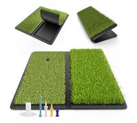 Golf Practice Mat Golf Hitting Mat with Replaceable Surface & Non-Slip Base, Portable Golf Mat Golfing Training Mat with Tees for Indoor Outdoor Swing Drills
