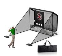 Golf Practice Net, 10x7ft Portable Golf Hitting Net with Target Cloth for Golf Simulator, 2 Side Barriers, Ball Return & Collection System and Carry Bag, Hitting Training for Indoor/Outdoor