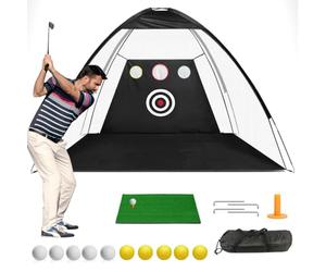 Golf Practice Net, JARAGAR 10 X 7 Ft Golf Chipping Net with Hitting Mat and Carry Bag for Backyard Driving, Golf Nets for Garden Indoor Outdoor Training Equipment