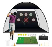Golf Practice Net Outdoor, 10x7ft Golf Hitting Net Indoor | Golf Net with Tri-Turf Mat for Garden Backyard Driving Indoor Outdoor, Balls+Tees+Carry Bag, Gift for Men/Sports Lover