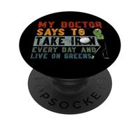 Golf Pun Vintage Retro My Doctor Says To Take Iron Every Day PopSockets Adhesive PopGrip