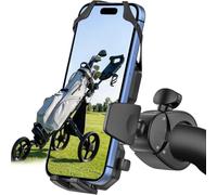 Golf Push Cart Phone Holder for Clicgear, 360° Steering Wheel Phone Mount | Golf Cart Clamp for Sun Mountain, Bag Boy, Caddytek, GPS, Scores for iPhone 17 Pro Max 16 15 14 13 12, 4.7-7" All Smartphones