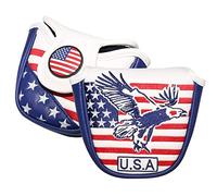 Golf Putter Cover, Golf Club Head Covers Mallet Putter Headcover Synthetic Leather Golf Mallet Putter Cover with Magnetic Closure America USA Style