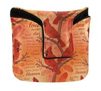 Golf Putter Cover Mallet Magnetic Closure Golf Putter Headcovers for Mallet Square PU Leather Red Crested Bird Red Bird Sign from Heaven Angel