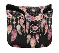 Golf Putter Cover Mallet Magnetic Closure Golf Putter Headcovers for Mallets and Square Waterproof PU Leather Feather Flower Dream Catcher