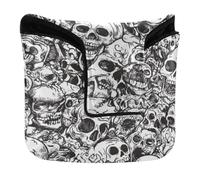Golf Putter Cover Mallet Magnetic Closure Golf Putter Headcovers for Men and Women PU Leather Waterproof Funny Skull