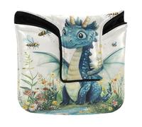 Golf Putter Cover Mallet Magnetic Golf Putter Headcover for Most Brand Waterproof PU Leather Funny Dragon A River
