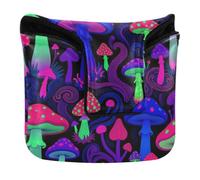 Golf Putter Cover Mallet Magnetic Neon Mushroom Psychedelic Black Art