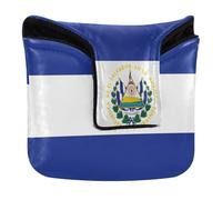Golf Putter Cover Mallet Magnetic Snap Golf Gifts for Mallets and Square PU Leather Waterproof El Salvador Flag
