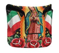 Golf Putter Covers Magnetic Golf Gifts for Most Brand PU Leather Waterproof Our Lady De Guadalupe Virgin Mary Mexican Flag