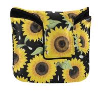 Golf Putter Covers Magnetic Putter Headcovers for Mallets and Square PU Leather Vibrant Sunflower Bouquet Floral