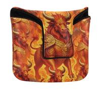 Golf Putter Covers Magnetic Snap Mythical Fire Qilin Beast Fantasy