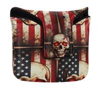 Golf Putter Covers Magnetic Snap Putter Headcovers for Men and Women PU Leather Waterproof Patriotic USA Flag Skull Glowing Eyes