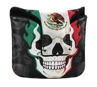 Golf Putter Covers Magnetic Snap Putters Headcover for Mallets and Square PU Leather Waterproof Mexico Flag Mexican Skull Tribal Style - Hecho En Mexico