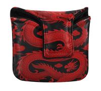 Golf Putter Covers Magnetic Snap Putters Headcovers for Most Brand PU Leather Waterproof Red Chinese Dragon Japanese