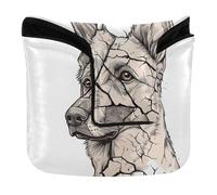 Golf Putter Covers Mallet Magnetic Closure Putter Headcovers for Mallet Square PU Leather Waterproof German Shepherd Illustration