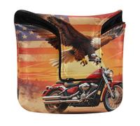 Golf Putter Covers Mallet Magnetic Closure Putter Headcovers for Men and Women PU Leather Waterproof American Flag Motorcycle Flag