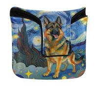 Golf Putter Covers Mallet Magnetic Closure Putters Headcover for Most Brand Waterproof PU Leather German Dog Starry Night Dog Art