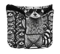 Golf Putter Covers Mallet Magnetic Closure Retro Cool Raccoon