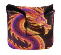 Golf Putter Covers Mallet Magnetic Snap Golf Gifts for Mallets and Square Waterproof PU Leather Dragon Dessin Coloré Animal Artwork Fantasy Dragon